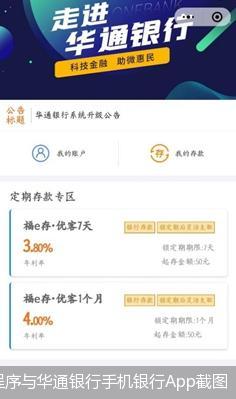 华通银行C小程序与华通银行手机银行App截图